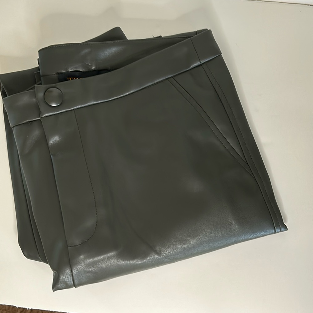 Gray Faux Leather Pants